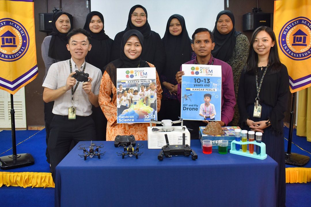 Harvest Academy team launching STEM Camp 2.0 with drones and science kits