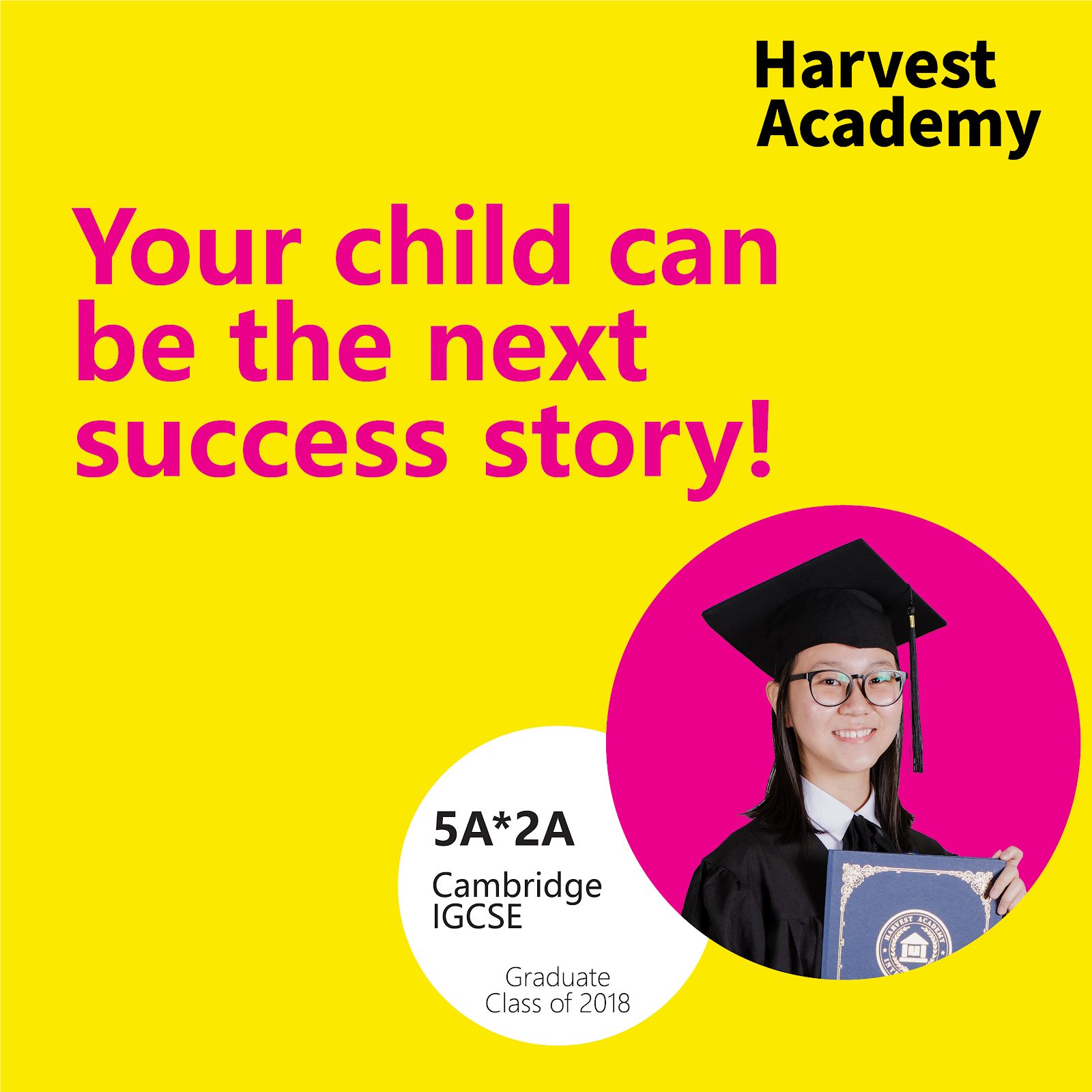 Harvest Academy graduate, Class of 2018, with results of 5 A* and 2 A in Cambridge IGCSE